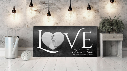Love Never Fails, Personalized Couple's Gift - HoneycombProverbs - Signs - Photo Plaques