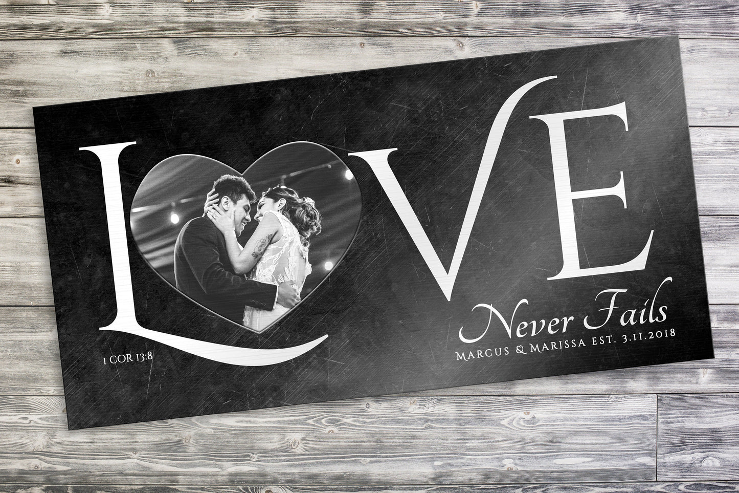 Personalized Love Decor with Photo, Love Never Fails Sign - HoneycombProverbs - Signs - Photo Plaques