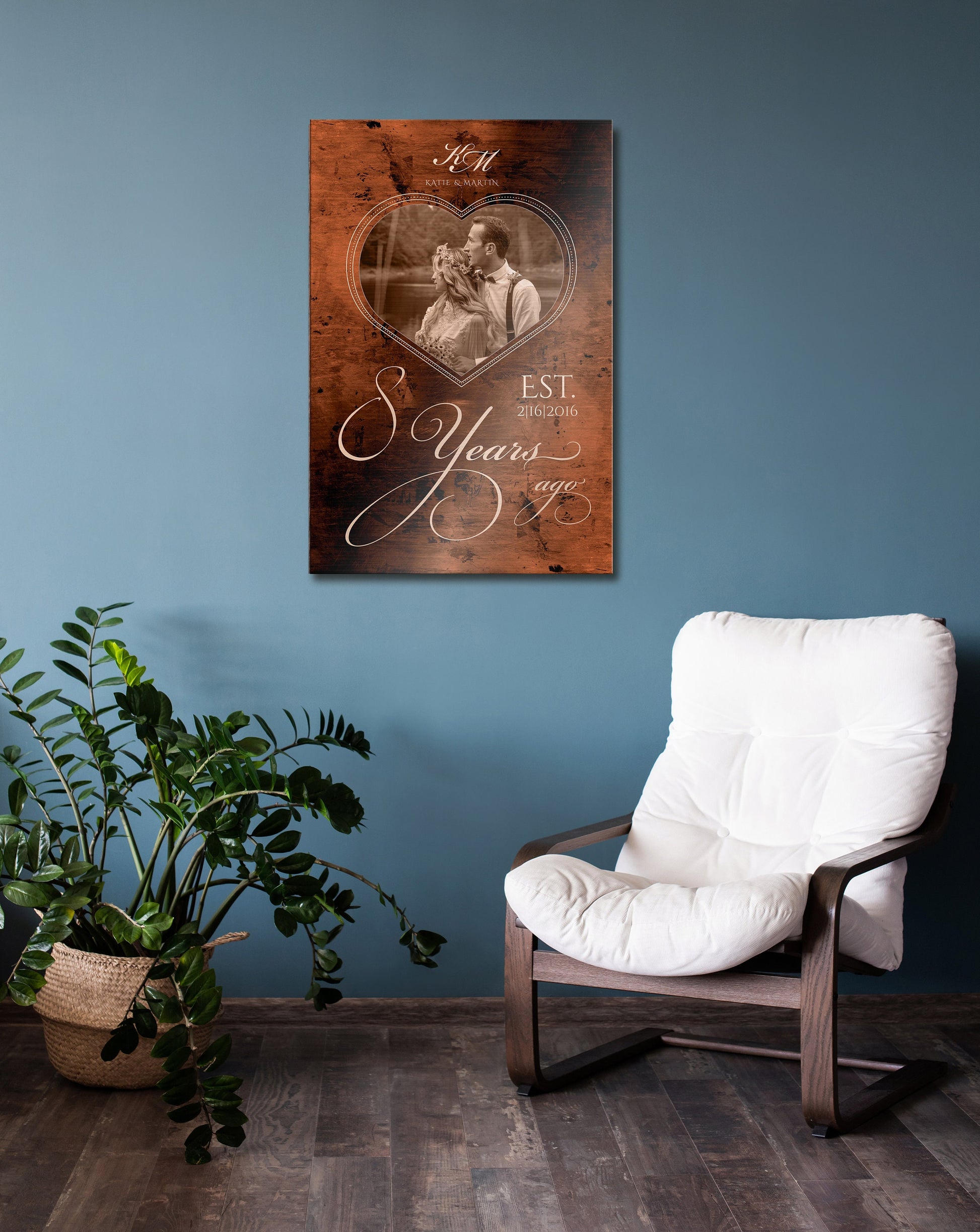 19 or 8 Years of Love: Bronze Photo Plaque - HoneycombProverbs - Gifts For The Couple - Bronze Anniversary Gifts