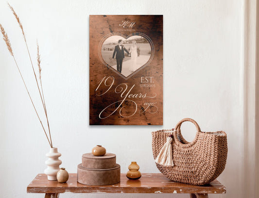 19 or 8 Years of Love: Bronze Photo Plaque - HoneycombProverbs - Gifts For The Couple - Bronze Anniversary Gifts