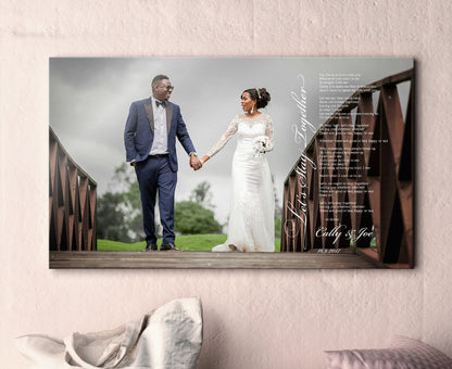 Elegant Cotton Song & Photo Canvas, close-up detail, 2nd anniversary cotton