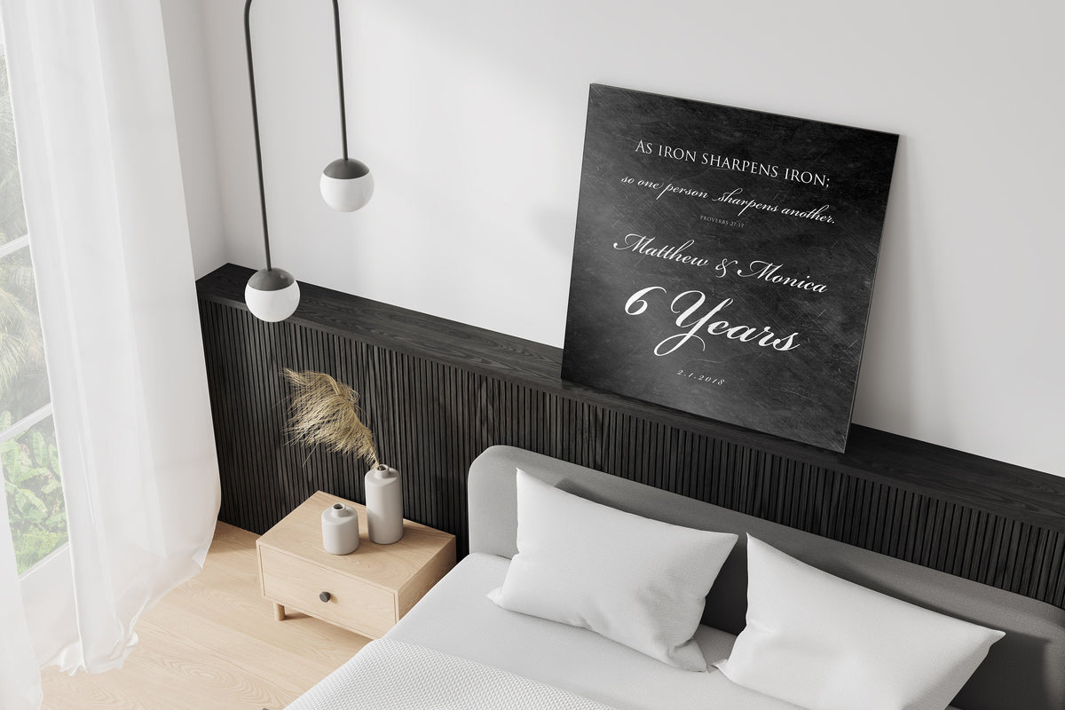6 Year Anniversary Plaque, As iron sharpens iron Sign - HoneycombProverbs - Signs - Christian Wall Art
