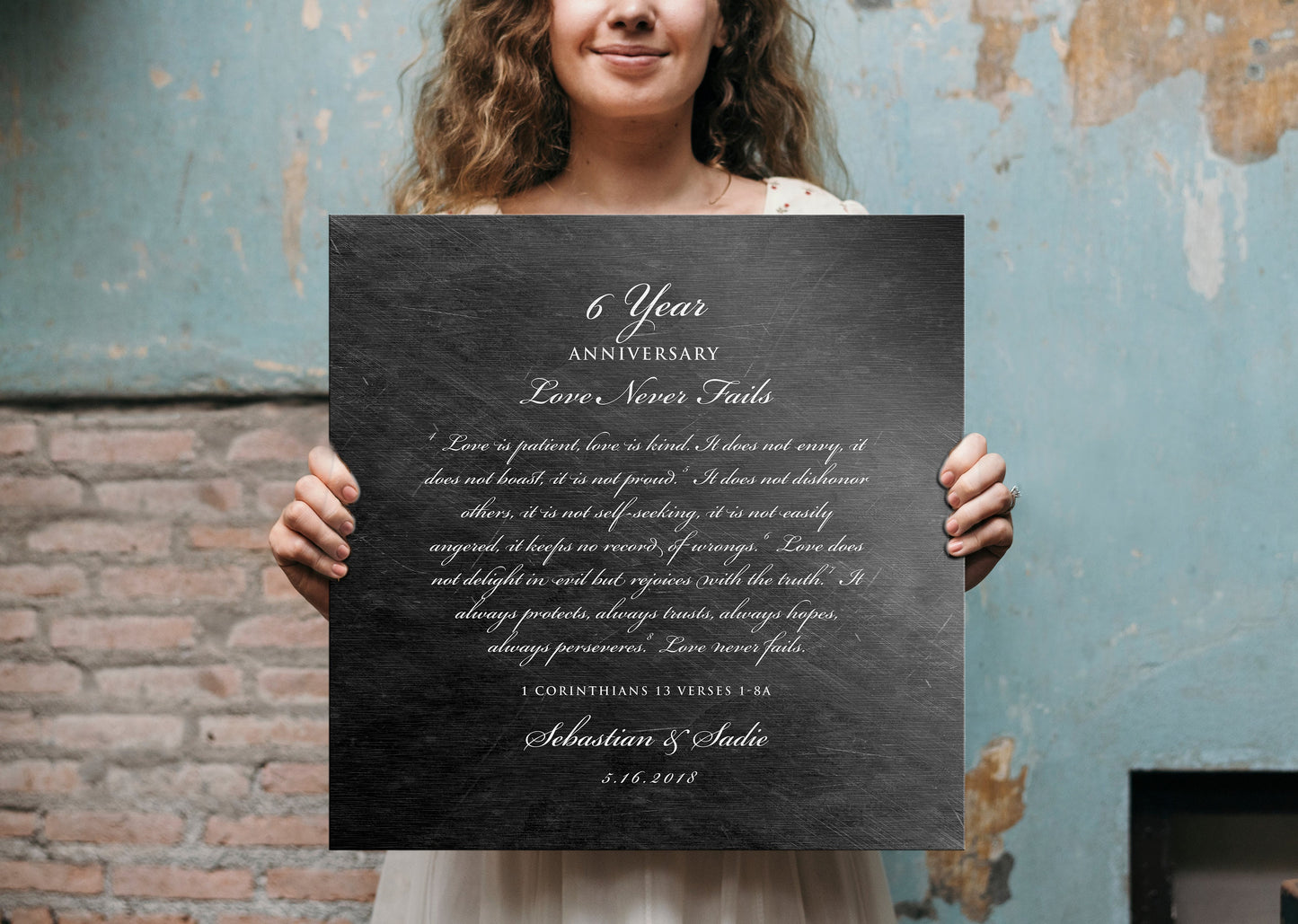 Love is Patient Personalized Anniversary plaque - HoneycombProverbs - Signs - Iron Anniversary Gifts