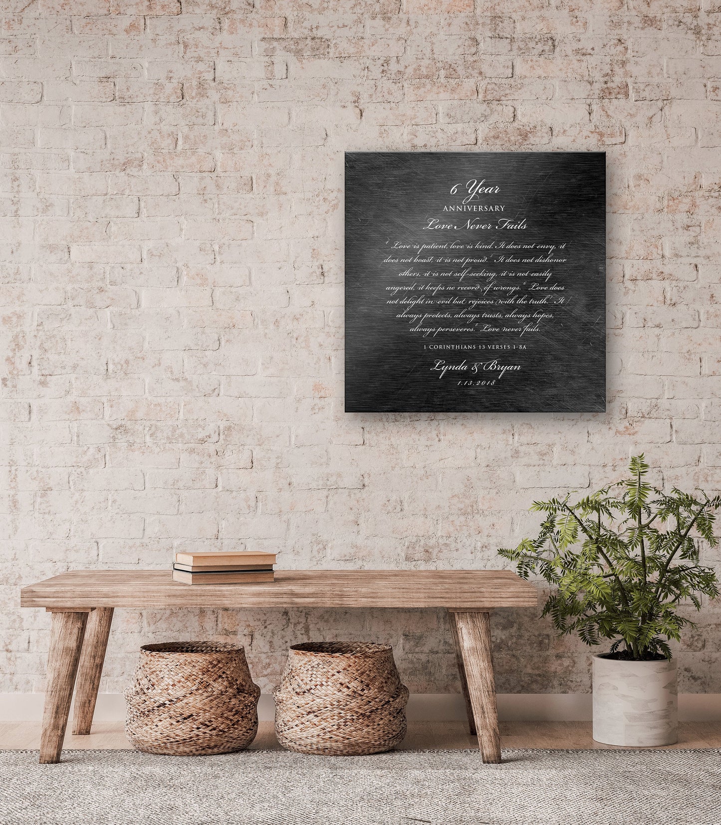 Love is Patient Personalized Anniversary plaque - HoneycombProverbs - Signs - Iron Anniversary Gifts