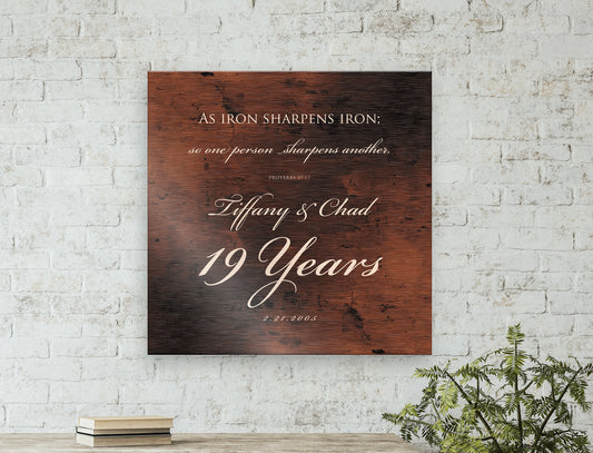 Proverbs 27:17 19th Anniversary Tribute Sign - HoneycombProverbs - Signs - Bronze Anniversary Gifts