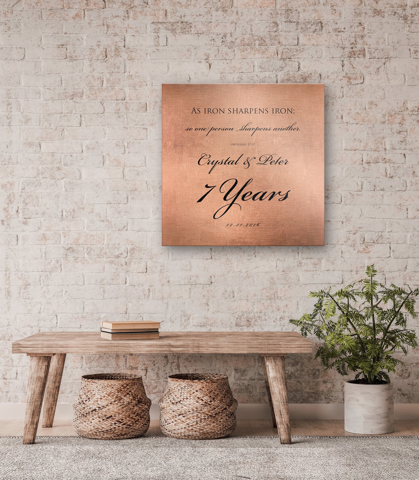 Copper Wedding Anniversary Sign, Proverbs 27:17 copper gift - HoneycombProverbs - Signs - Copper Anniversary Gifts