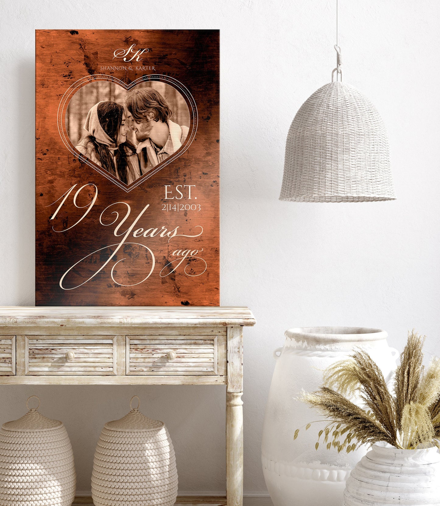 19 or 8 Years of Love: Bronze Photo Plaque - HoneycombProverbs - Gifts For The Couple - Bronze Anniversary Gifts