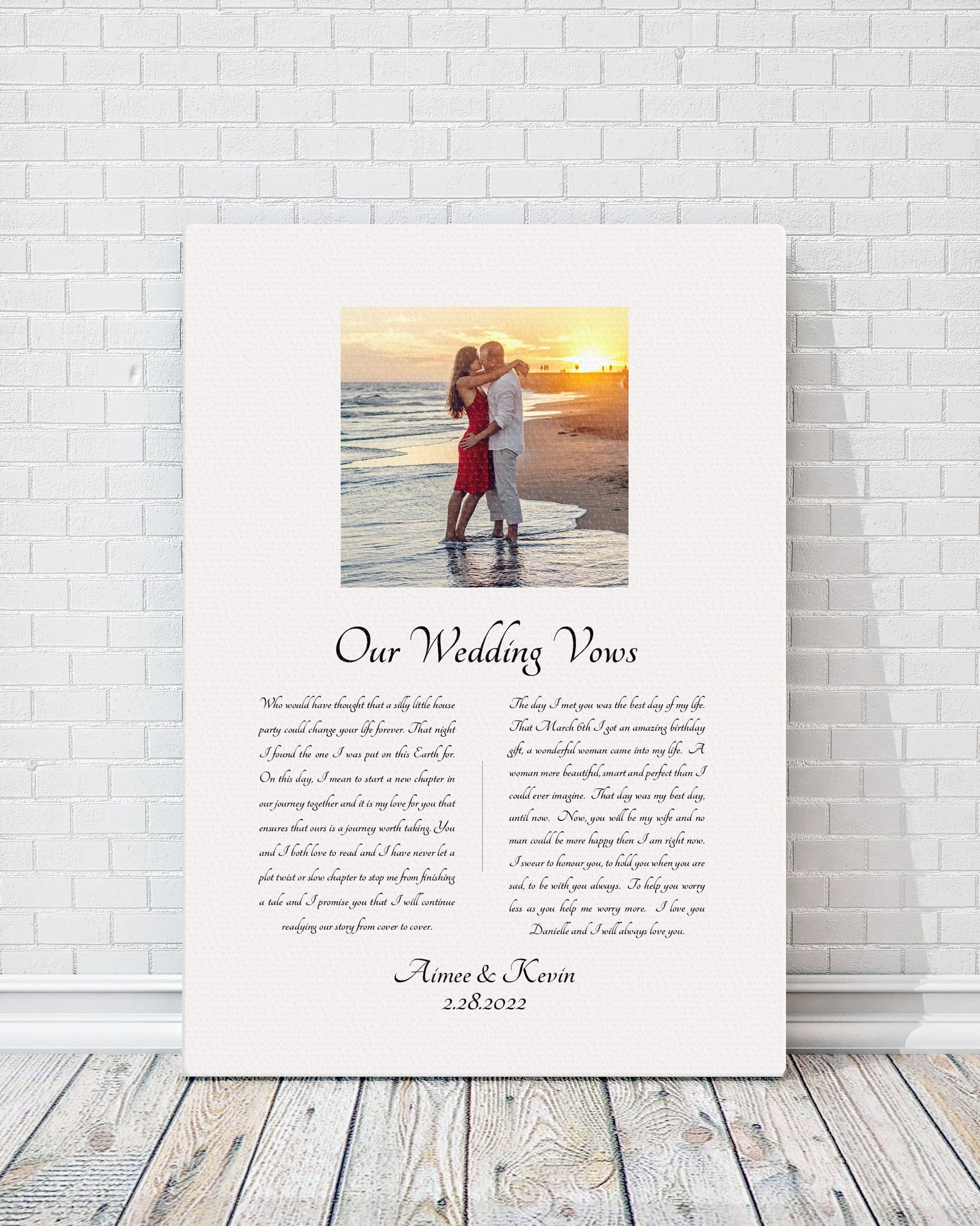 Cotton Canvas Decor: Photo & Vows Art - HoneycombProverbs - Wall Decor - Wedding Vow Wall Art