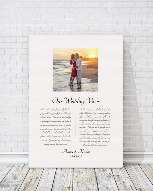 Cotton Canvas Decor: Photo & Vows Art - HoneycombProverbs - Wall Decor - Wedding Vow Wall Art