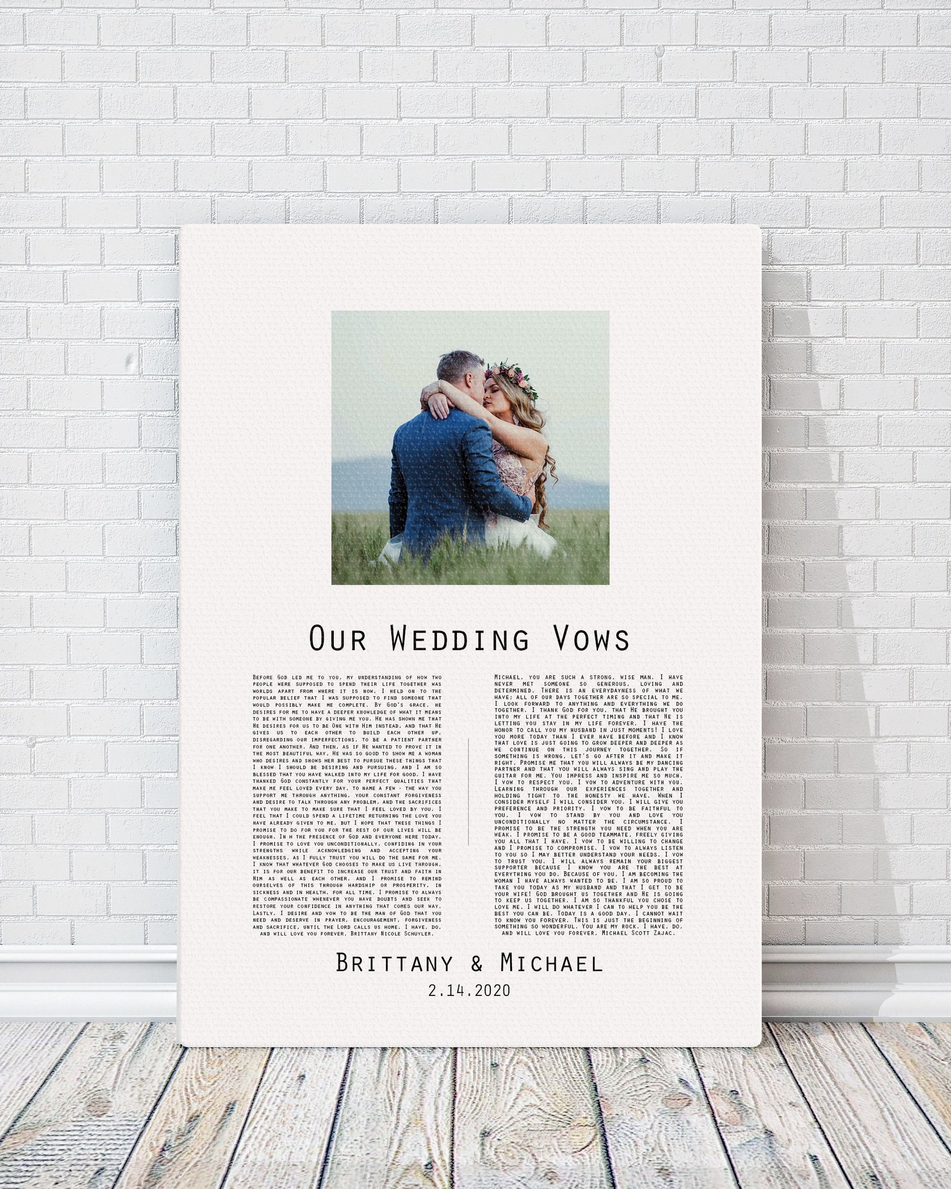 Cotton Canvas Decor: Photo & Vows Art - HoneycombProverbs - Wall Decor - Wedding Vow Wall Art