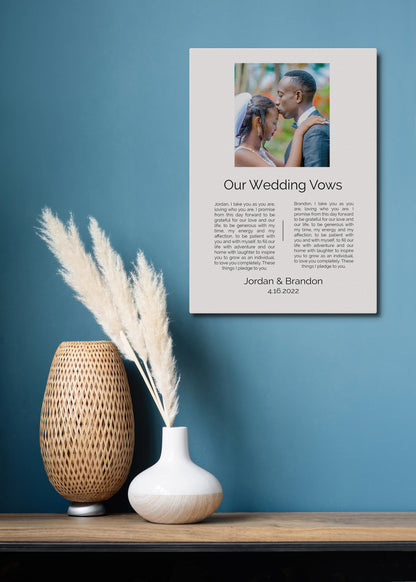 Cotton Canvas Decor: Photo & Vows Art, room view, 2nd anniversary cotton