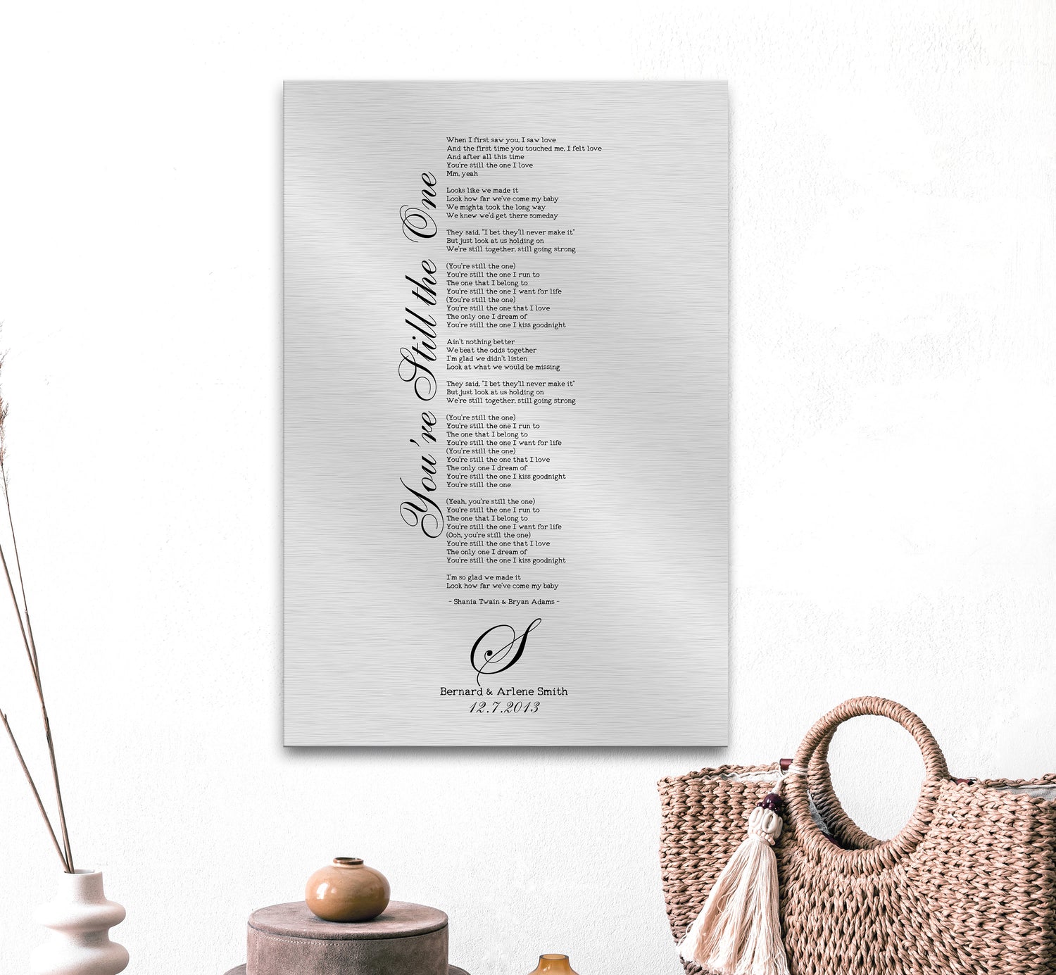 Our Song on Tin, Monogrammed Anniversary Gift - HoneycombProverbs - Signs - Vintage Lyrics Wall Art