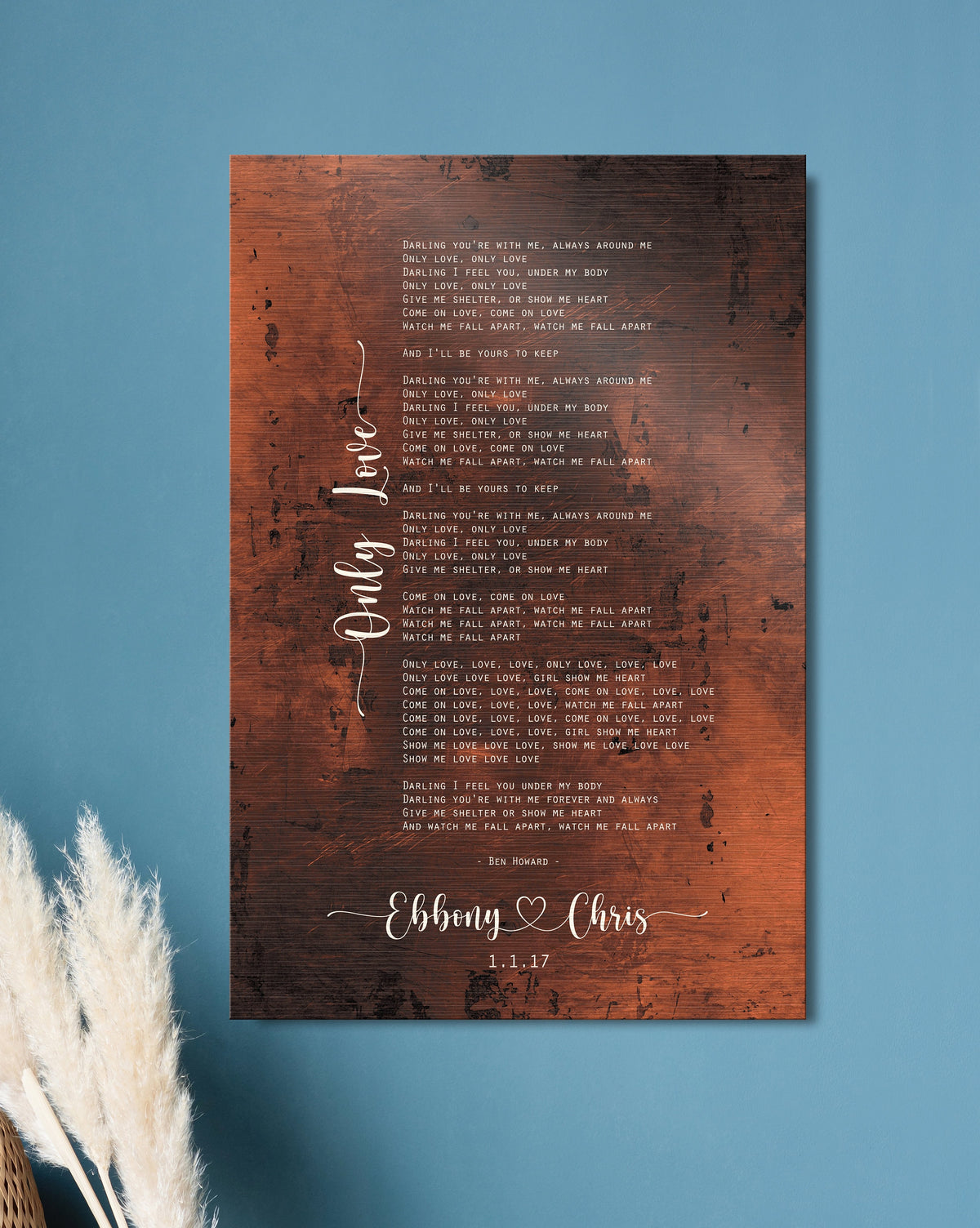 Monogrammed Bronze Anniversary Lyric Sign