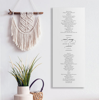 First Dance Lyric Canvas for Couples, Romantic Cotton Gift Idea, Canvas Song, 2nd Anniversary, Gift for for wife, Wedding Gift with names
