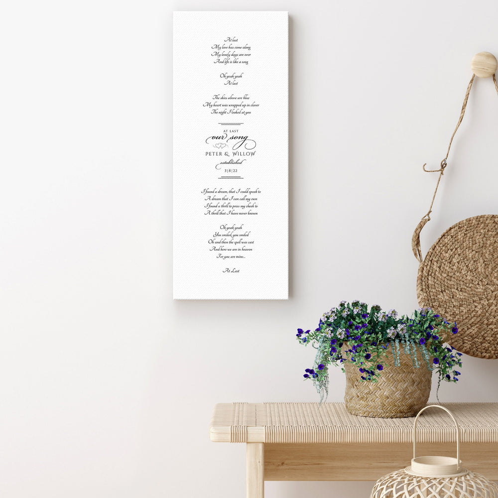 First Dance Lyric Canvas for Couples, Romantic Cotton Gift Idea, Canvas Song, 2nd Anniversary, Gift for for wife, Wedding Gift with names