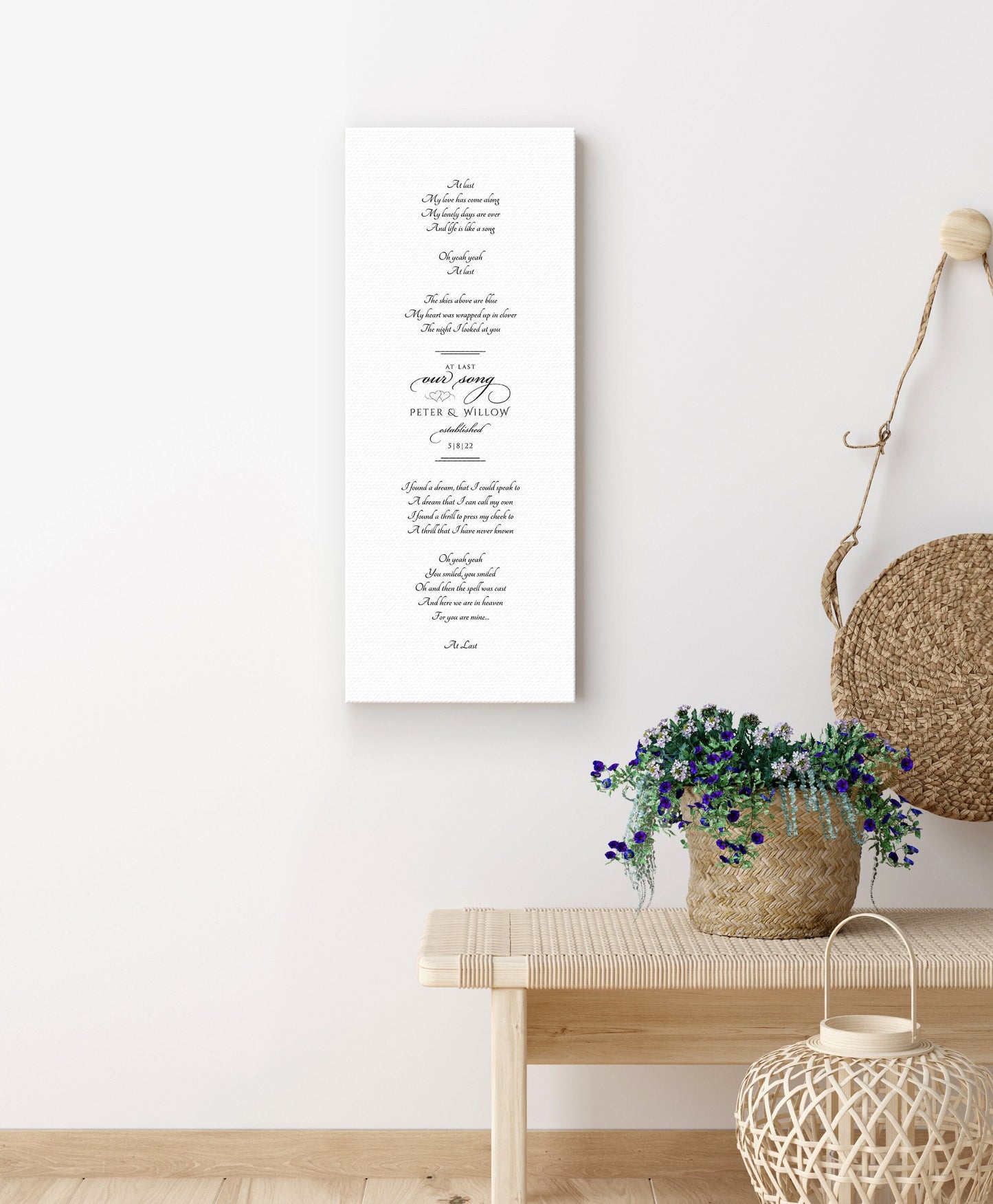 First Dance Lyric Canvas for Couples, Romantic Cotton Gift Idea, Canvas Song, 2nd Anniversary, Gift for for wife, Wedding Gift with names