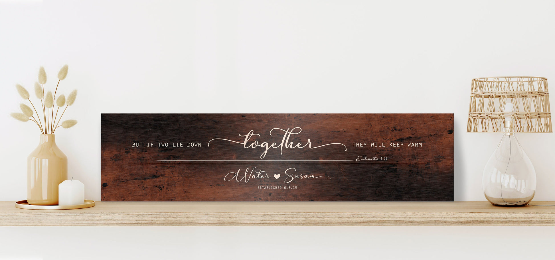 Ecclesiastes 4:11 Couple's Metal Plaque - HoneycombProverbs - Signs - Bronze Anniversary Gifts