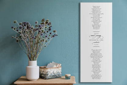 First Dance Lyric Canvas for Couples, Romantic Cotton Gift Idea, Canvas Song, 2nd Anniversary, Gift for for wife, Wedding Gift with names