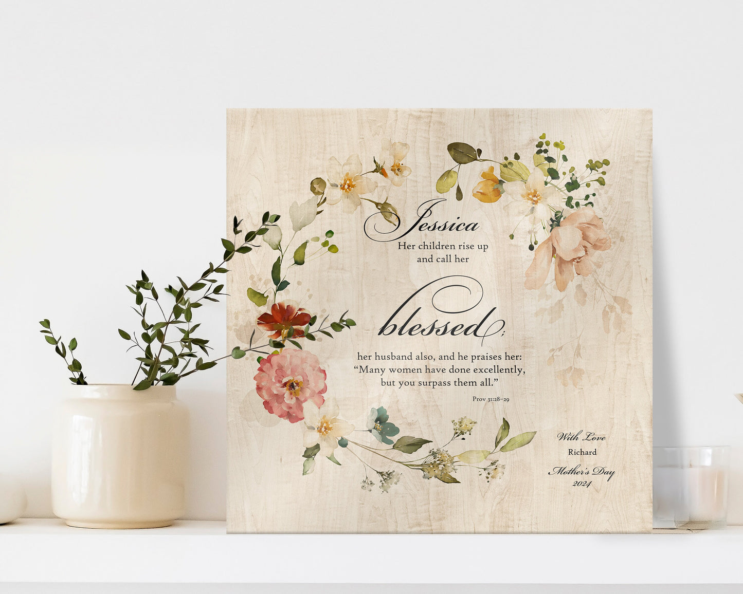 Her Children Call Her Blessed: Personalized Proverbs 31 Wood Plaque - HoneycombProverbs - Signs - Christian Wall Art