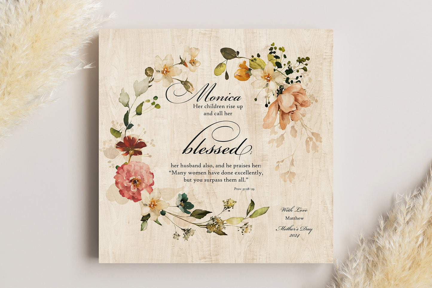 Her Children Call Her Blessed: Personalized Proverbs 31 Wood Plaque - HoneycombProverbs - Signs - Christian Wall Art