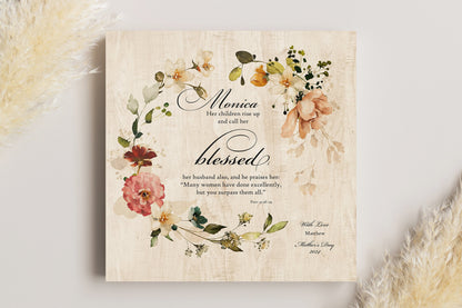 Proverbs 31 Wood Plaque for her, Personalized, Her Children call her blessed, Womens Religious, Christian Gift, 5th Anniverary for gift wife