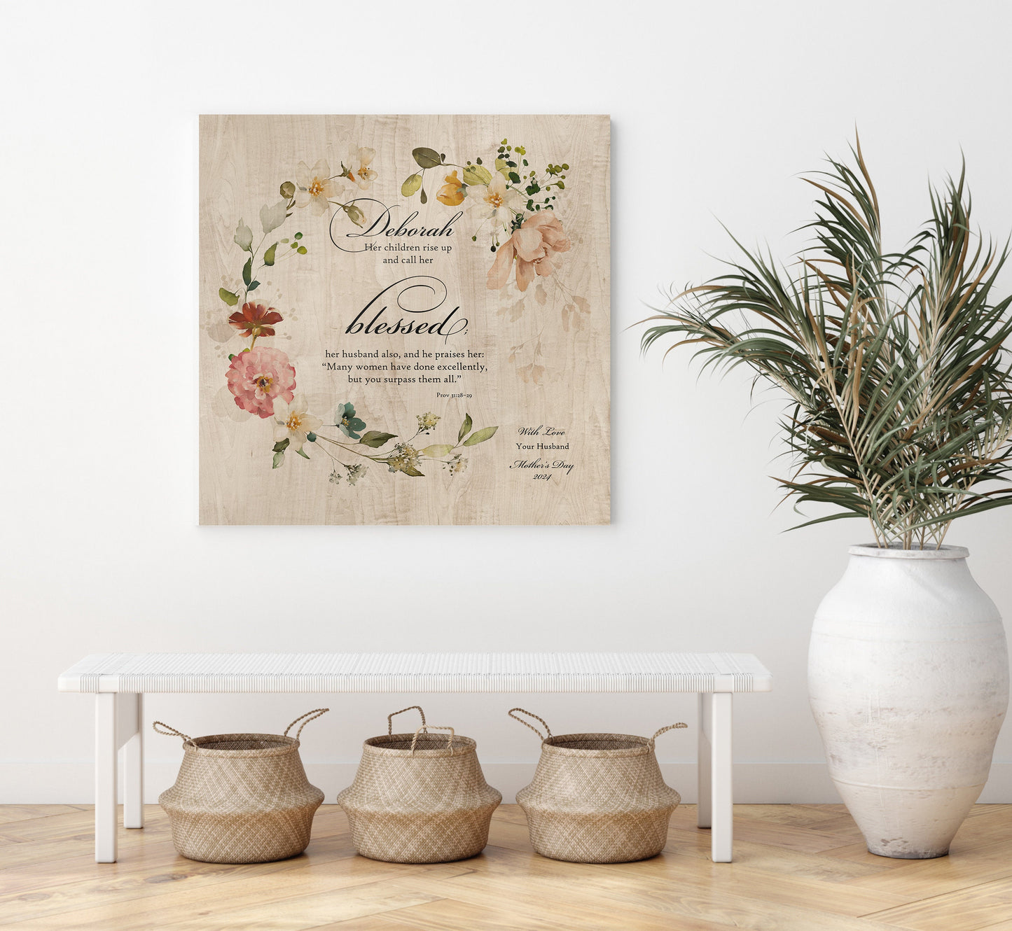 Her Children Call Her Blessed: Personalized Proverbs 31 Wood Plaque - HoneycombProverbs - Signs - Christian Wall Art