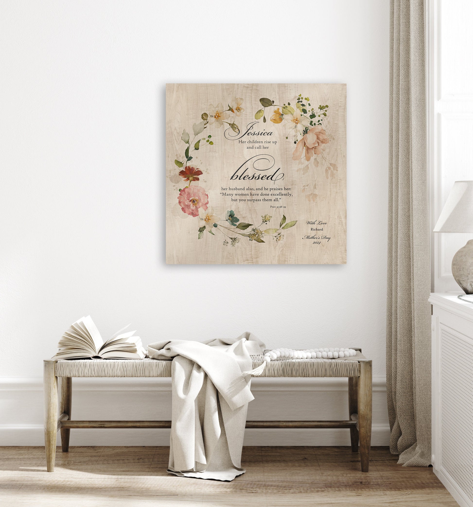 Her Children Call Her Blessed: Personalized Proverbs 31 Wood Plaque - HoneycombProverbs - Signs - Christian Wall Art