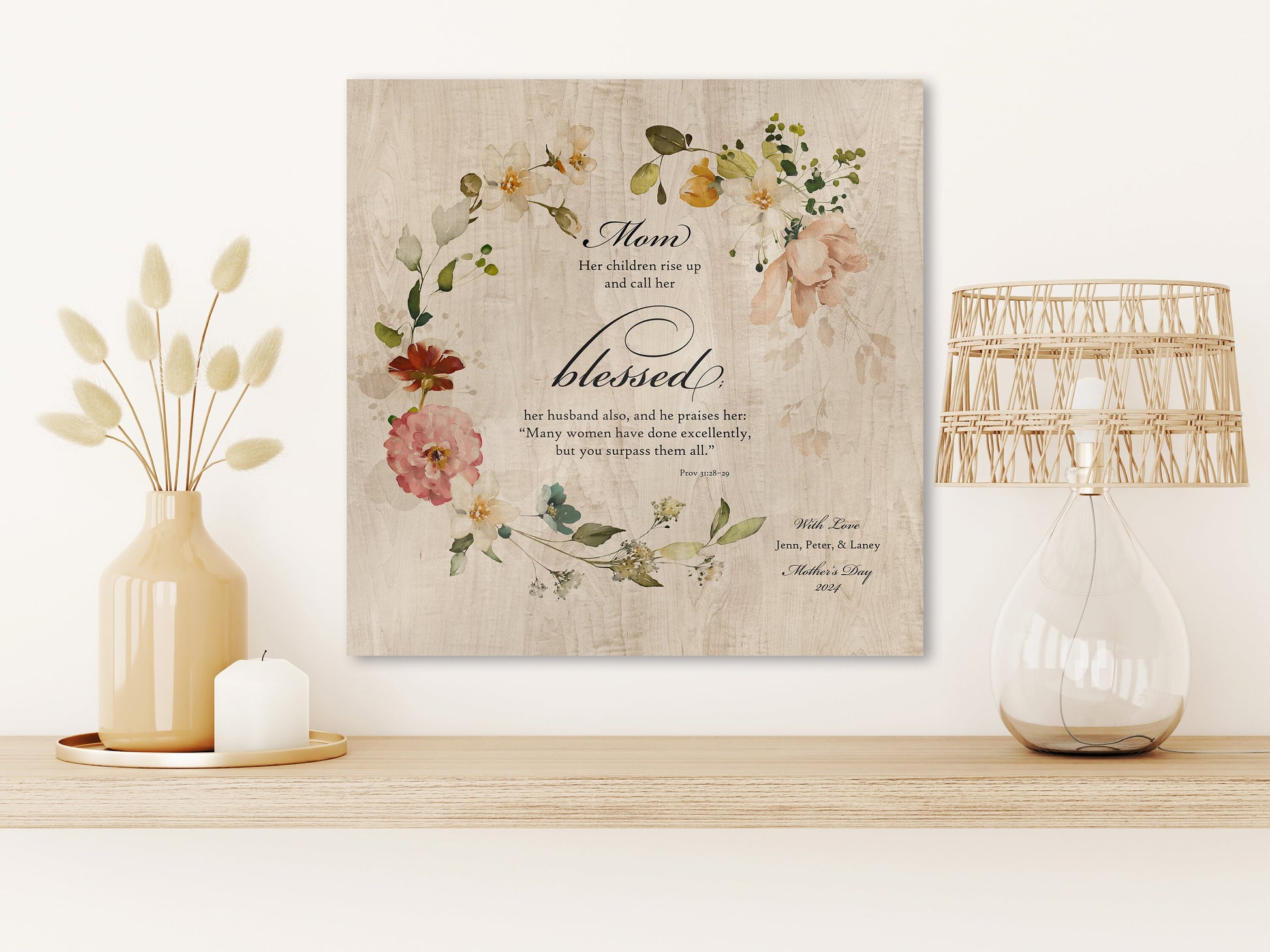 Her Children Call Her Blessed: Personalized Proverbs 31 Wood Plaque - HoneycombProverbs - Religious Home & Decor - Christian Wall Art