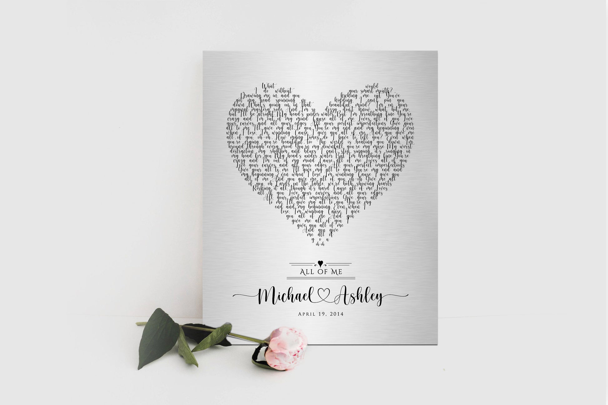 Rustic Heart Shape Song Lyric Sign on Tin - HoneycombProverbs - Signs - Tin and Aluminum Gifts