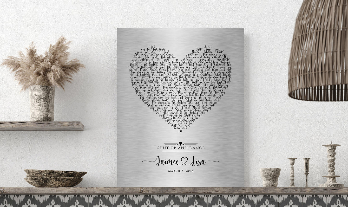 Rustic Heart Shape Song Lyric Sign on Tin - HoneycombProverbs - Signs - Modern Lyrics Wall Decor