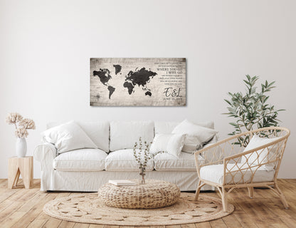Ruth 1:16 Personalized World Map Art - HoneycombProverbs - Signs - Christian Wall Art