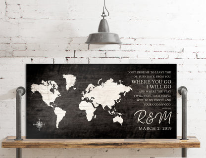 Christian World Map Decor with Names - HoneycombProverbs - Signs - Christian Wall Art