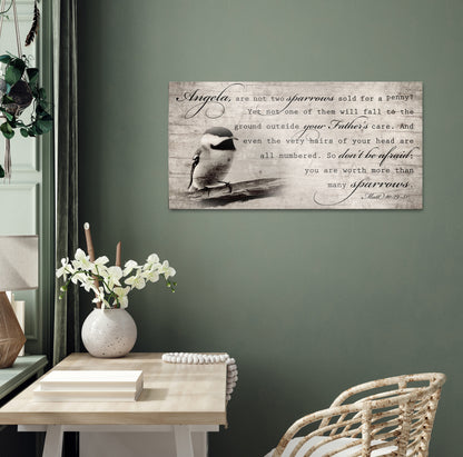 Personalized Matthew 10:29-31 Farmhouse Sign: Don't be afraid - HoneycombProverbs - Signs - Christian Wall Art