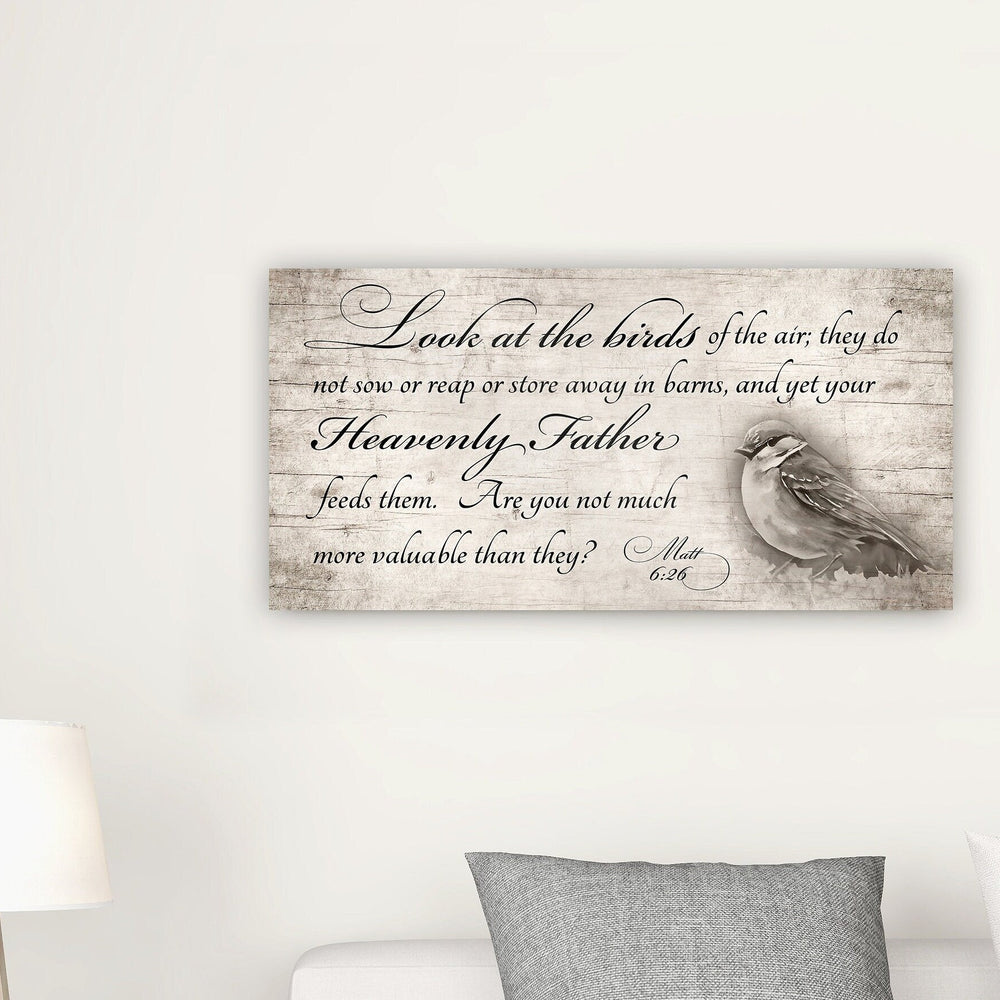 Look at the birds, Large Wood Scripture Art, Rustic Wood Wall Decor, Religious art, CottageCore, Religious Wall Hanging, Bible Verse