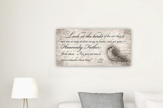 Look at the birds, Farmhouse Scripture Art - HoneycombProverbs - Signs - Christian Wall Art