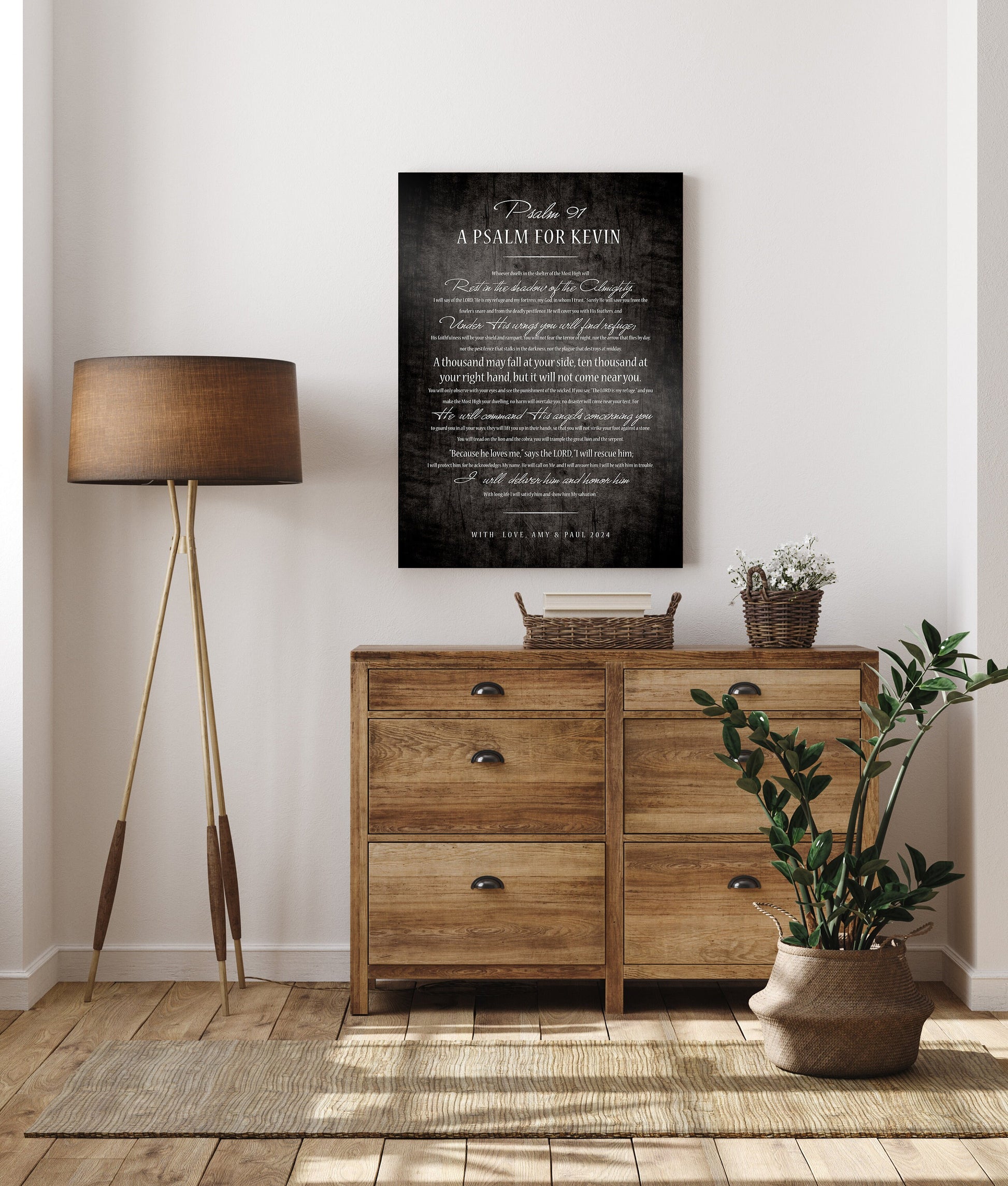 Psalm 91 Men's Personalized Prayer Plaque, Christian art for encouragement - HoneycombProverbs - Religious Home & Decor - Luxury Corporate Gifts