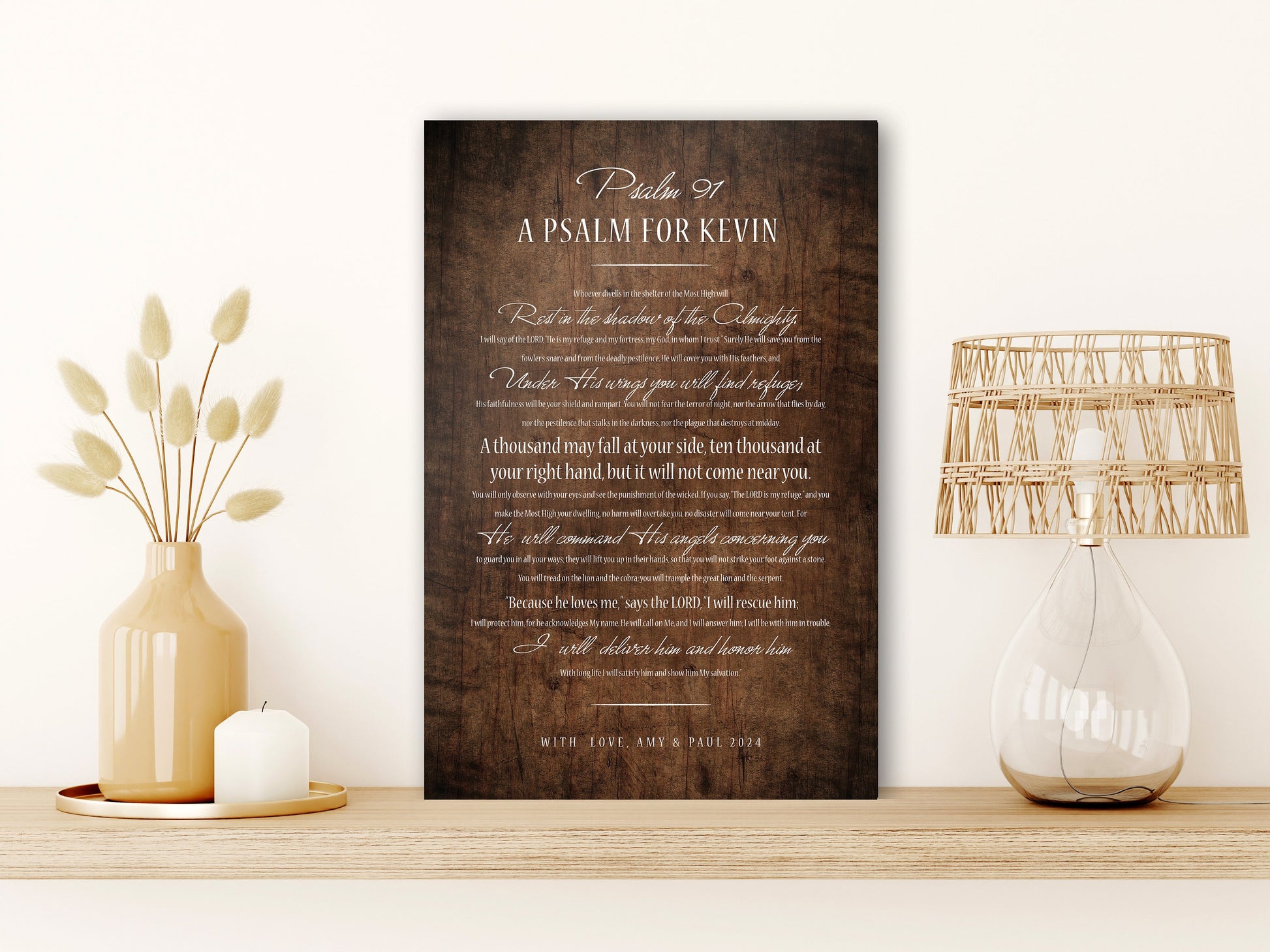 Soldier's Psalm 91, Personalized Man Cave Art - HoneycombProverbs - Religious Home & Decor - Luxury Corporate Gifts