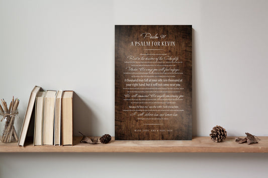Psalm 91 Men's Personalized Prayer Plaque, Christian art for encouragement - HoneycombProverbs - Religious Home & Decor - Luxury Corporate Gifts