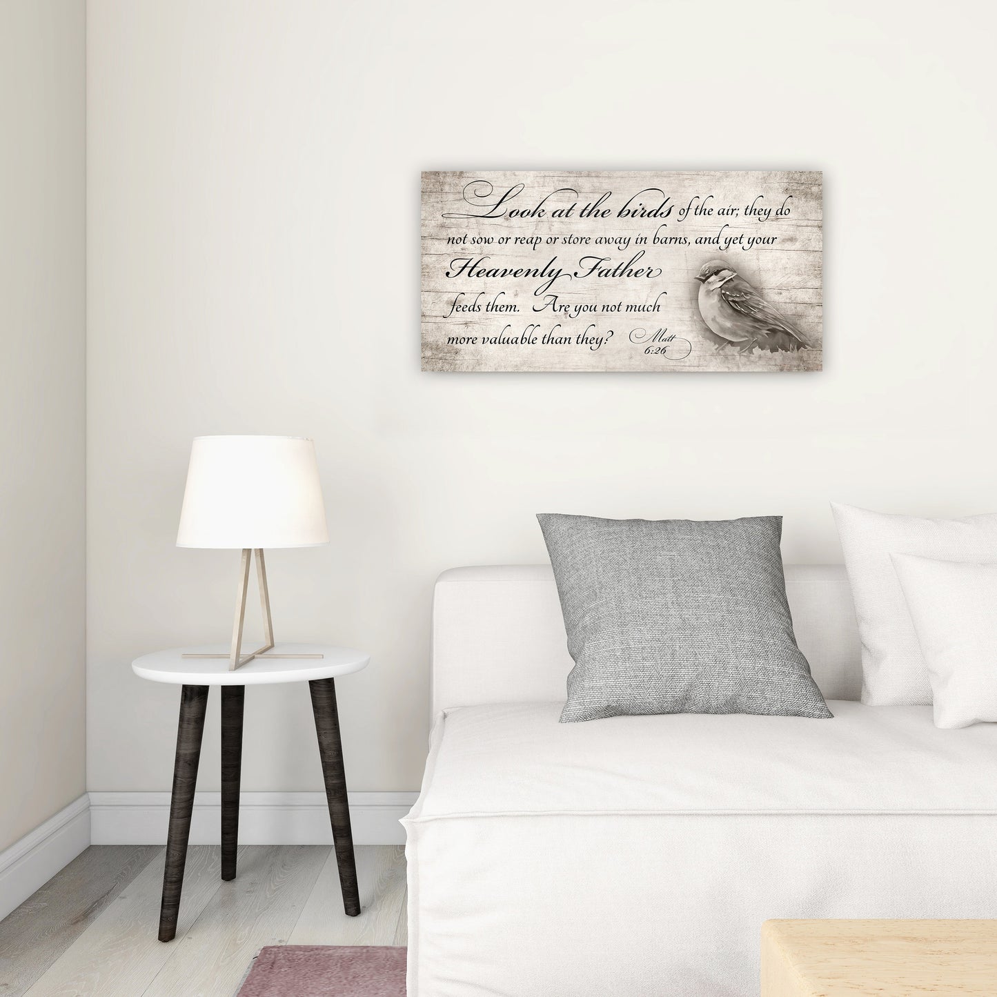 Personalized Matthew 6:26 Farmhous Sign: Look at the Birds - HoneycombProverbs - Signs - Christian Wall Art