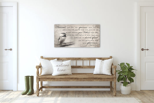 More than Many Sparrows, Matthew 10:29-31 Farmhouse Sign - HoneycombProverbs - Signs - Christian Wall Art