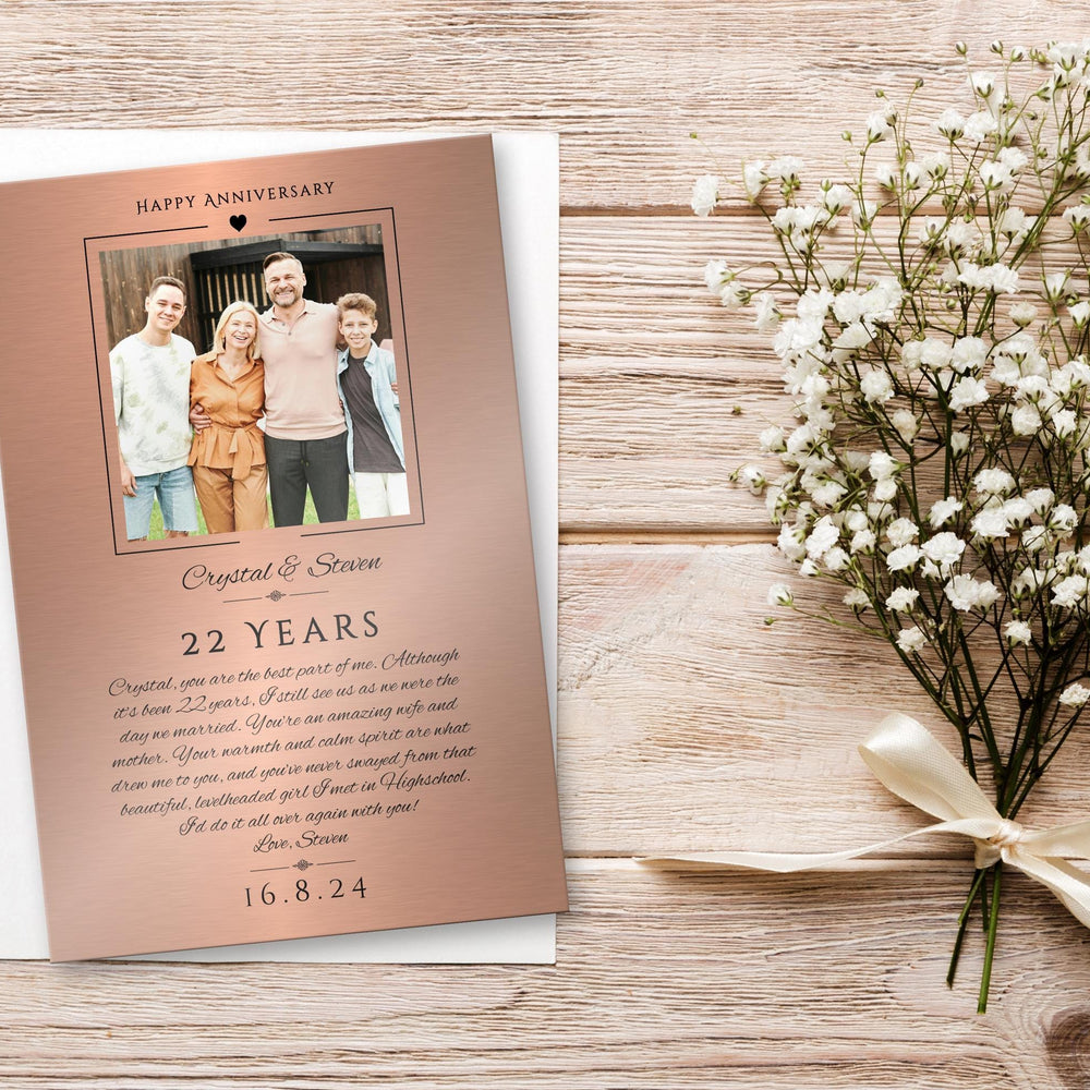 
                  
                    Metal Anniversary Card, Personalized, Tin Anniversary Card, Bronze Anniversary Card, Copper Anniversary Photo Card, 10th Anniversary Card
                  
                