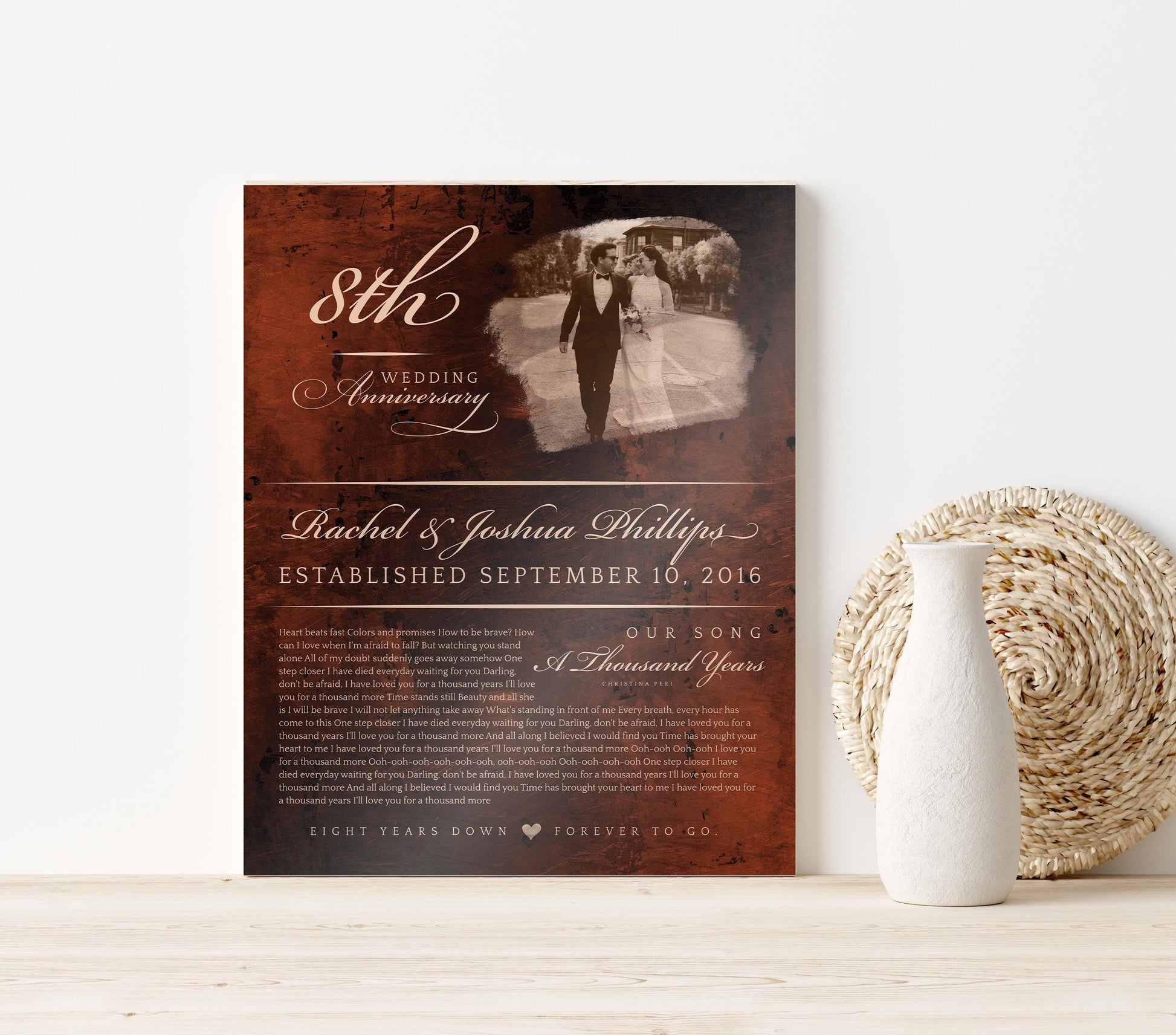 "Our Song, Our Story" Couples Milestone Plaque - HoneycombProverbs - Signs - Bronze Anniversary Gifts