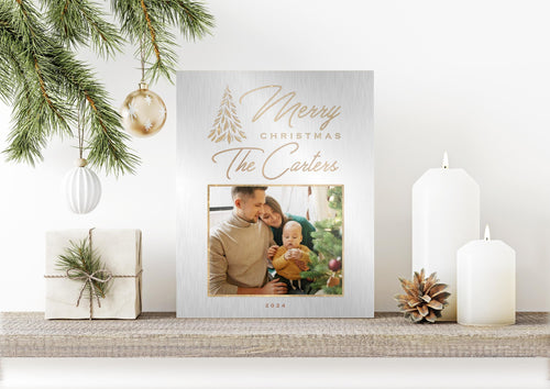 "Silver and Gold" Metallic Christmas Photo Plaque