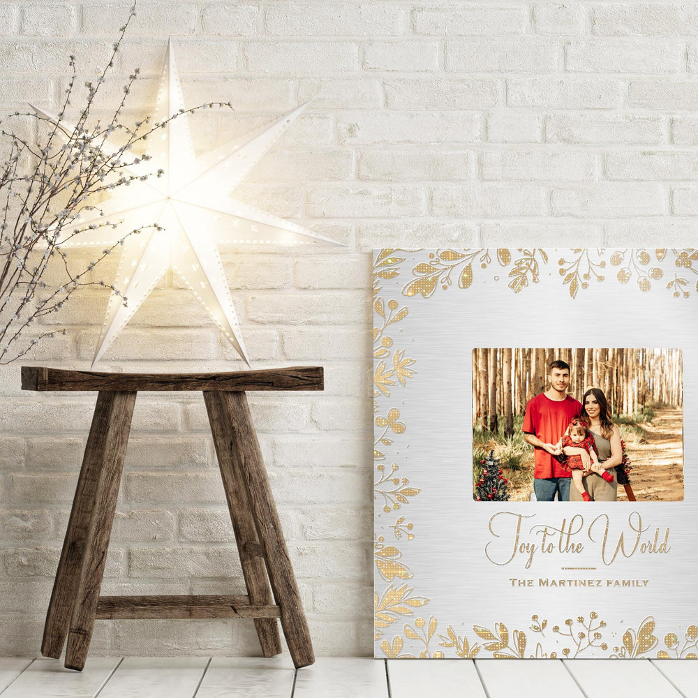 
                  
                    Joy to the World, Personalized Photo Art, Metallic Christmas Decor, Gold and Silver Christmas Decor, Golden Holly framed Photo Decor, Gift
                  
                