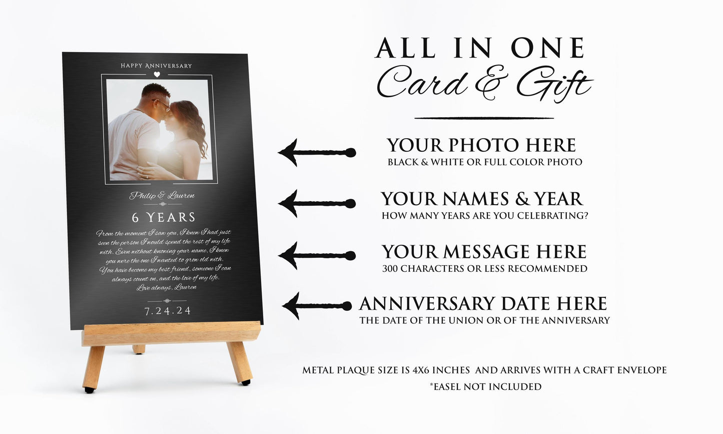 "Captured Milestones" Personalized Metal Photo Anniversary Card - HoneycombProverbs - Anniversary Cards - Tin and Aluminum Gifts
