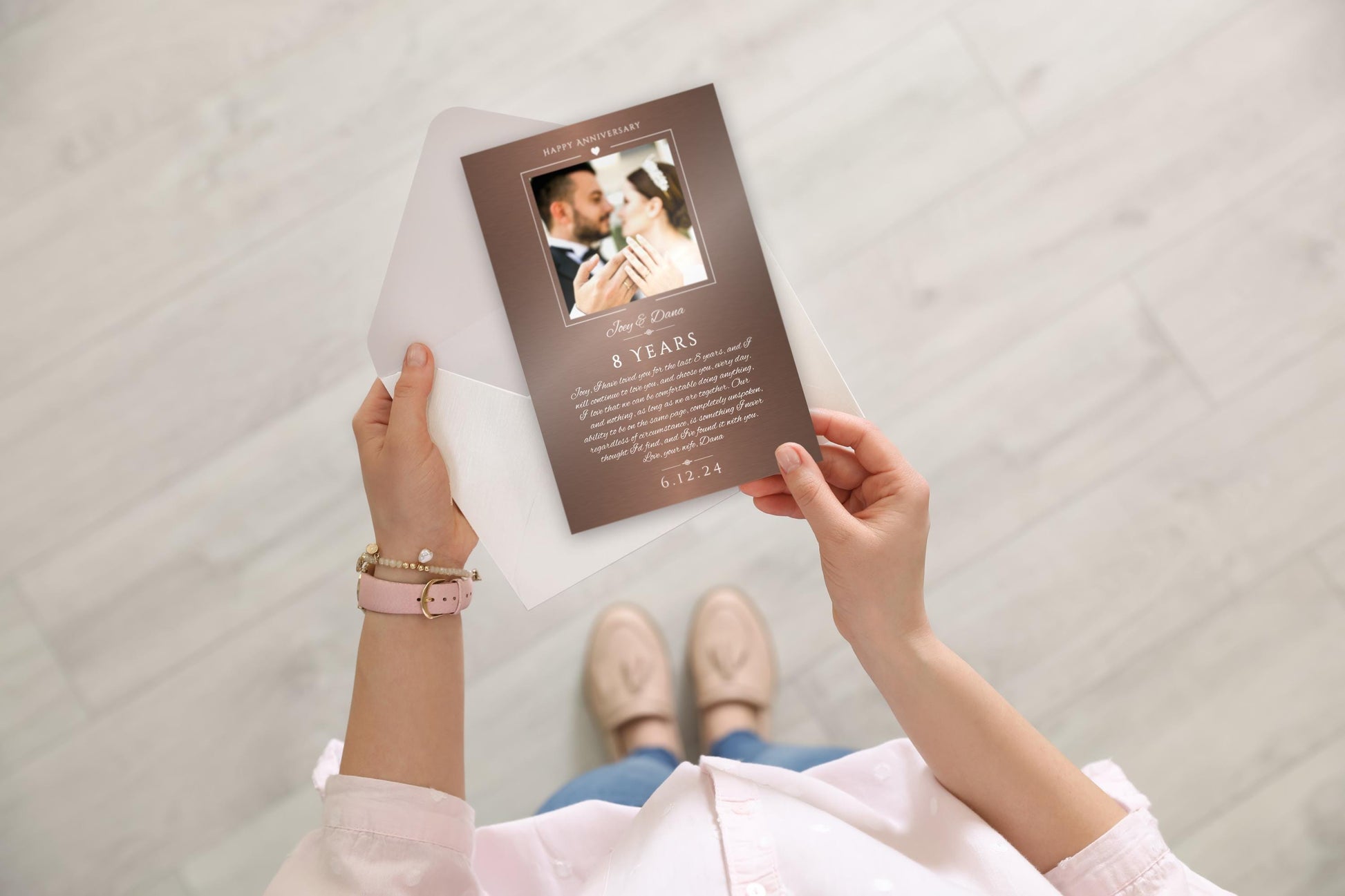 "Captured Milestones" Personalized Metal Photo Anniversary Card - HoneycombProverbs - Anniversary Cards - Photo Plaques