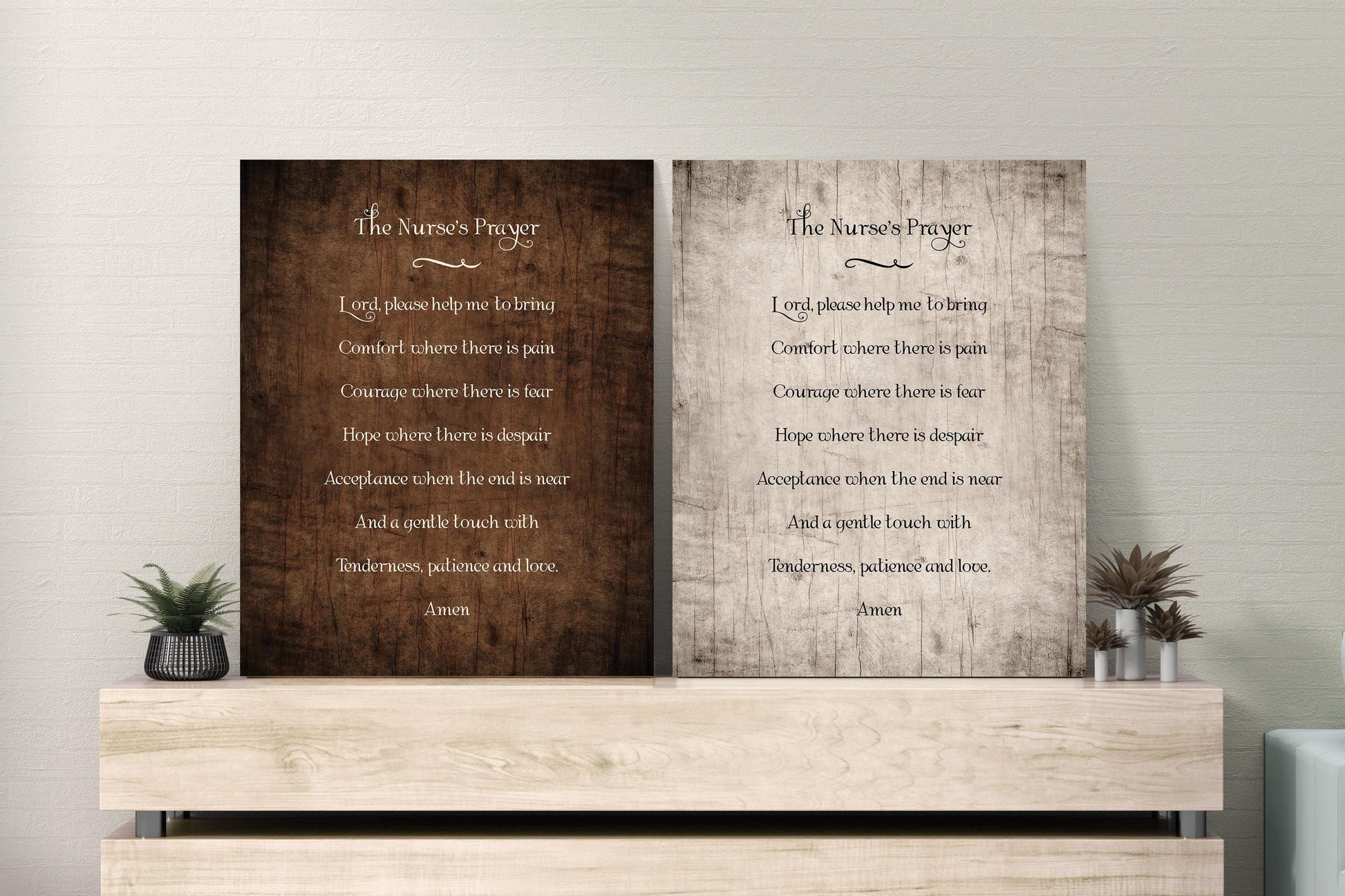 The Nurses Prayer Rustic Wood Word Art - HoneycombProverbs - Religious Home & Decor - Christian Wall Art