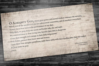 A Policeman's Prayer, Gift for Law Enforcement - HoneycombProverbs - Signs - Christian Wall Art