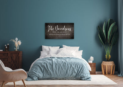Personalized Family Name Sign with Scripture Joshua 24:15, Custom Wood Plaque for Home, Anniversary Gift, Housewarming, Farmhouse Decor