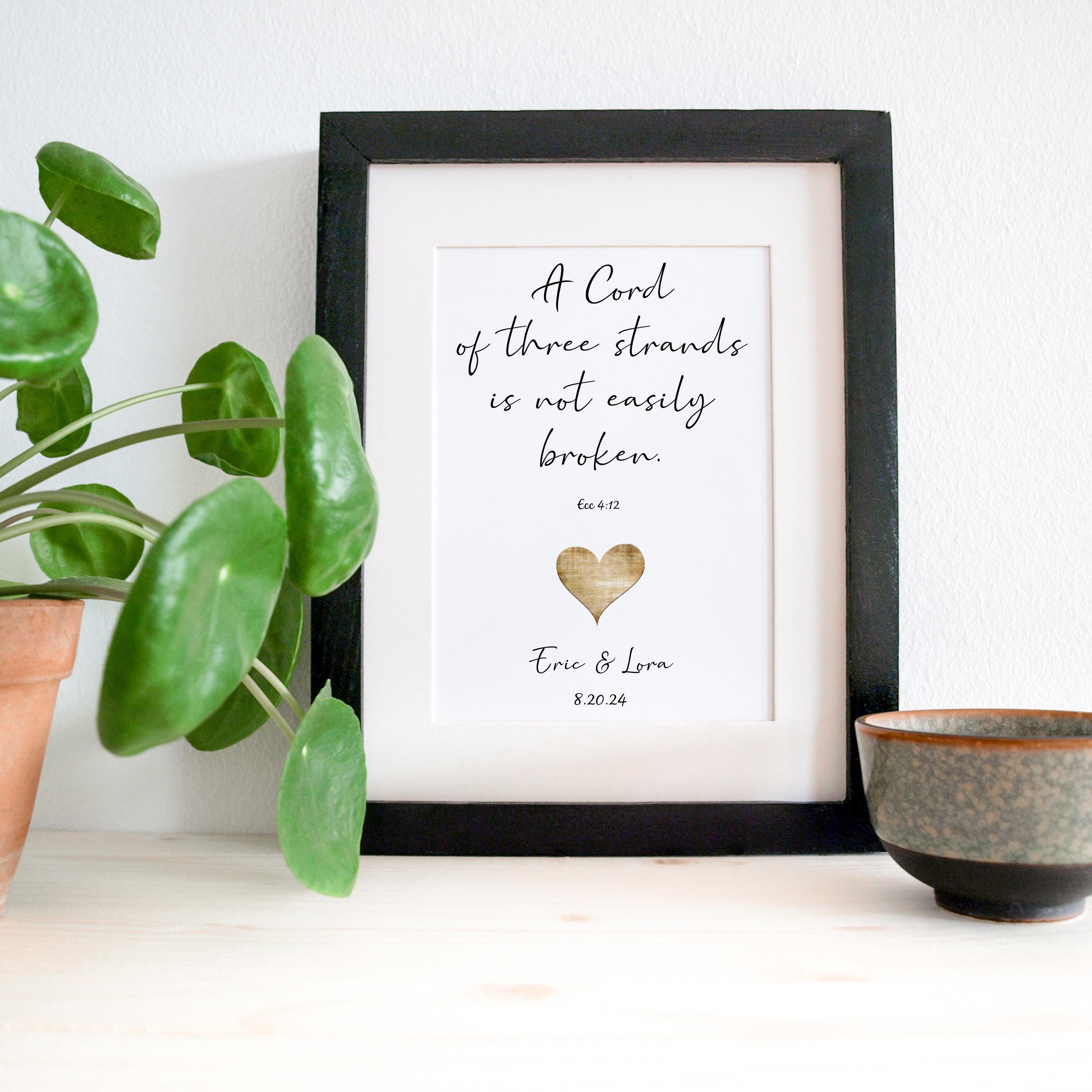 A cord of 3 strands is not easily broken personalized print, Cord of Three Strands Print, Couples Wedding Gift, Christian gift for couple